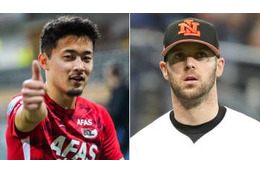 U-24日本代表の菅原、野球もいける！？バンデンハーク投手に見せた「打撃」がこちら 画像