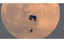 ファンも驚愕！サッカーの試合中、ピッチに「スカイダイバー」落下 画像