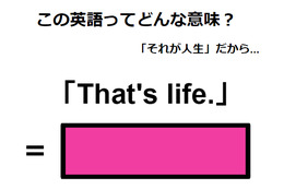 この英語ってどんな意味？「That’s life. 」