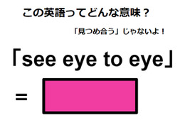 この英語ってどんな意味？「see eye to eye」