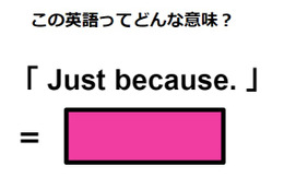 この英語ってどんな意味？「Just because.」