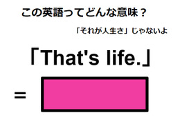 この英語ってどんな意味？「That’s life.」