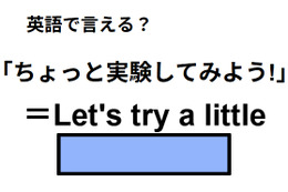 英語で「ちょっと実験してみよう！」はなんて言う？
