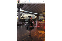 里田まい、美脚際立つブラックドレスSHOTにファンうっとり「まいちゃん綺麗」「本当に美脚」