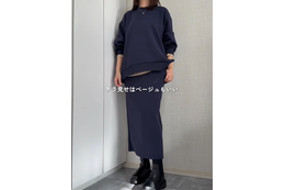 【GU】パフスウェットセットアップなら、時短で洗練！ネイビーなら、ラクな着心地ときちんと感もクリア【40代の毎日コーデ】