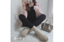 GUのパフニットで春を先取り。ピンク×ブラックで作る甘さを抑えた旬のカジュアル【40代の毎日コーデ】