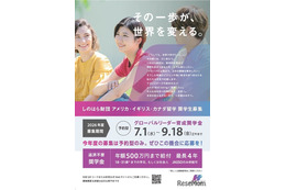 しのはら財団、米英加への留学奨学金を9/18まで募集