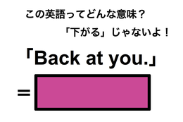 この英語ってどんな意味？「Back at you.」