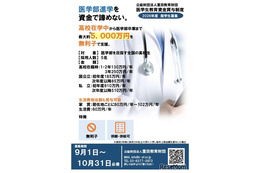 私立医学部なら初年度810万円を無利子で貸与…重田教育財団 画像