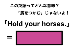 この英語ってどんな意味？「Hold your horses.」
