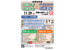 和歌山市、将棋大会と小中学生向けプロ棋士講座11/29…参加無料