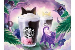 スタバ、猫耳が愛らしいハロウィンフラペチーノ「ブラックベリー ヨーグルト フラペチーノ」10月9日登場 画像