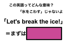 この英語ってどんな意味？「Let’s break the ice!」