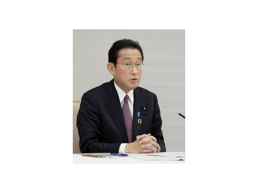 交通安全に関する関係閣僚会議であいさつする岸田首相＝24日午前、首相官邸