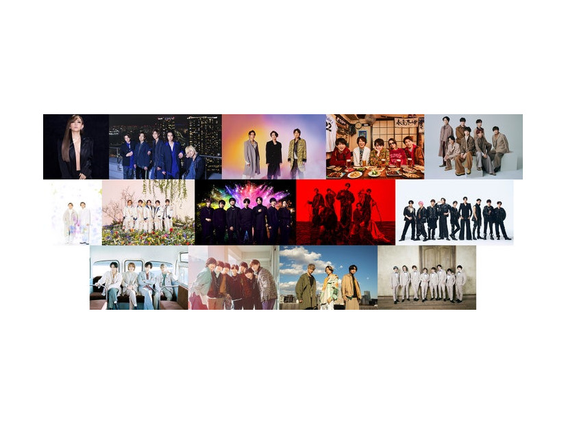 （上段左から）浜崎あゆみ、A.B.C-Z、KAT-TUN、関ジャニ∞、Kis-My-Ft2（中段左から）KinKi Kids、King ＆ Prince、ジャニーズWEST、SixTONES、Snow Man（下段左から）Sexy Zone、なにわ男子、NEWS、Hey! Say! JUMP（提供写真）