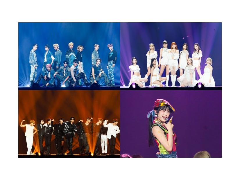 （上段左から時計回り）INI、NiziU、イェナ、THE BOYZ「KCON JAPAN 2023」（C）CJ ENM Co., Ltd, All Rights Reserved