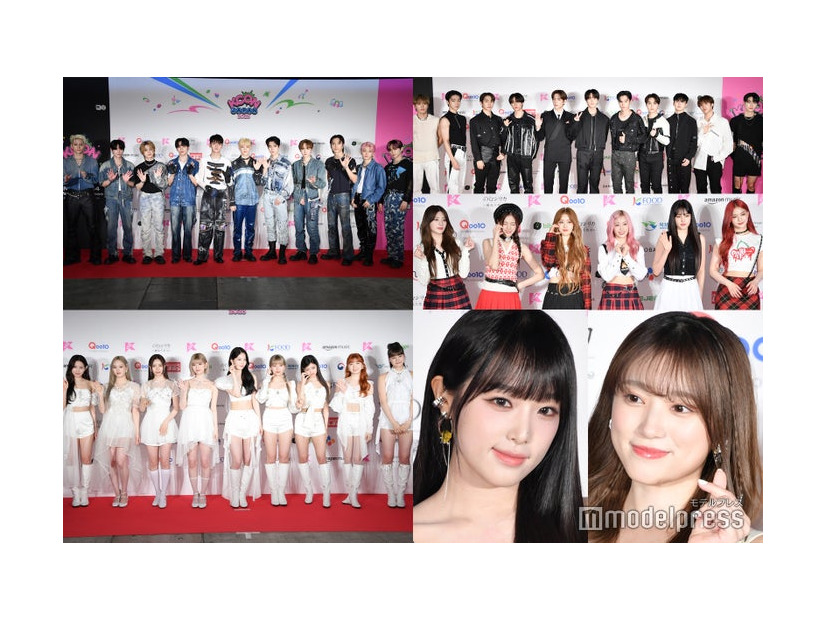 「KCON JAPAN 2023」レッドカーペットに登場した（左上から時計回りに）INI、THE BOYZ、STAYC、矢吹奈子、チェ・イェナ、NiziU（C）モデルプレス