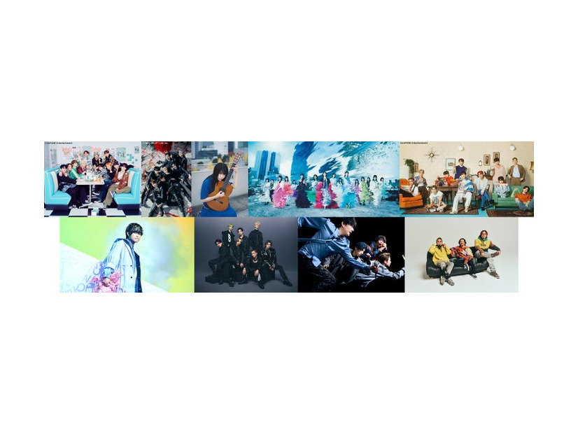 （上段左から）INI、ENHYPEN、Kyrie、櫻坂46、JO1（下段左から）Tani Yuuki、 BE:FIRST、flumpool、WANIMA（提供写真）
