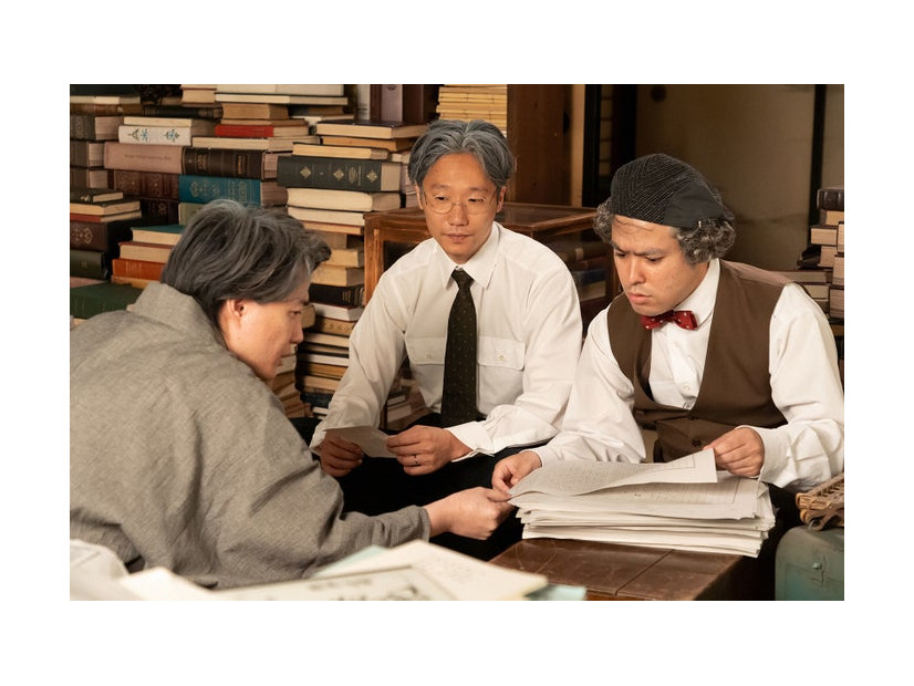 （左から時計回りに）神木隆之介、前原滉、前原瑞樹 「らんまん」第128話（C）NHK
