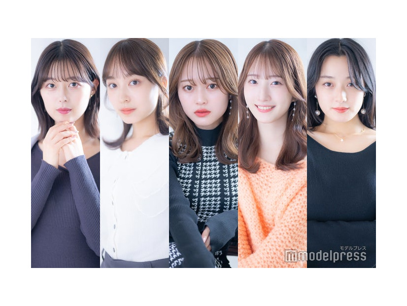 「ミス立教コンテスト2023」ファイナリスト（左から）後藤千乃さん、山本莉子さん、河邊仁紀さん、橋本華歩さん、押味桐ゑさん（C）モデルプレス