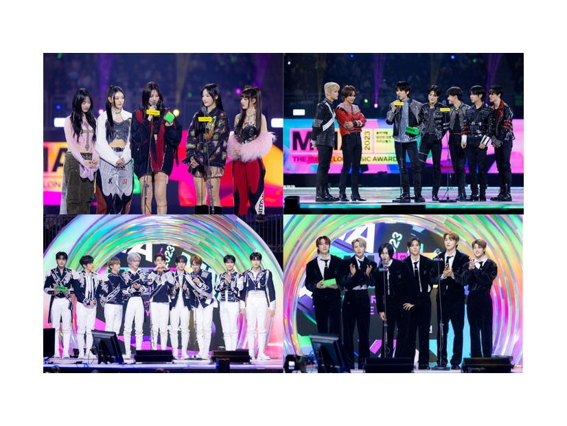 （左上から時計回りに）NewJeans、NCT DREAM、ZEROBASEONE、RIIZE（C）2023 Melon Music Awards （MMA2023）