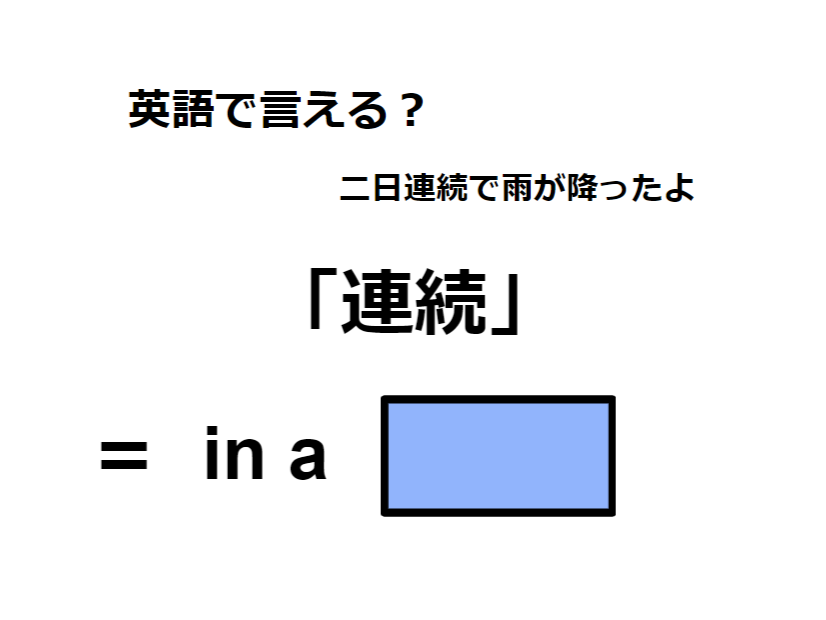 英語で「連続」はなんて言う？