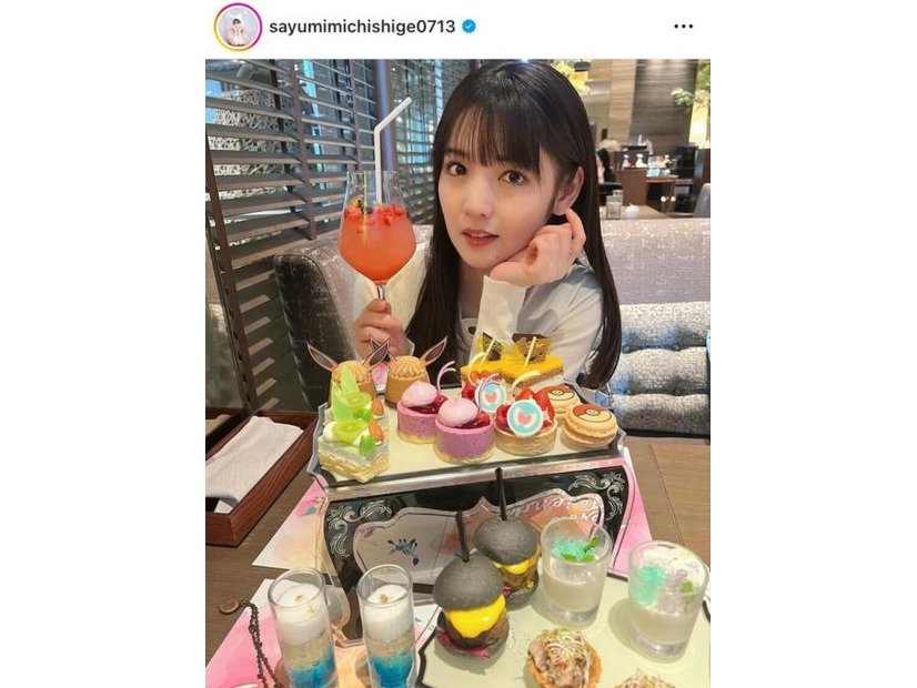 道重さゆみ、“イーブイ”アフタヌーンティーに大満足！微笑みSHOTに「可愛い〜」「全てが素敵」の声