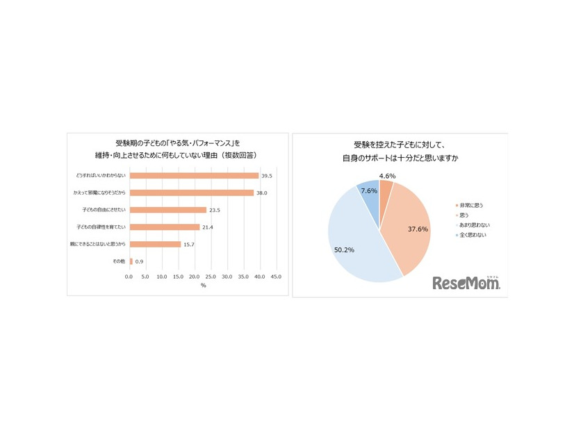 受験期の子供の「やる気・パフォーマンス」を維持・向上させるために何もしていない理由／受験を控えた子供に対して自身のサポートは十分だと思うか