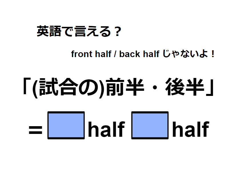 英語で「(試合の)前半・後半」はなんて言う？