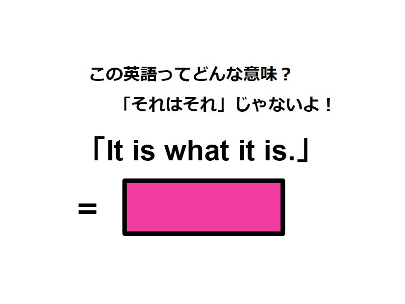 この英語ってどんな意味？「It is what it is.」