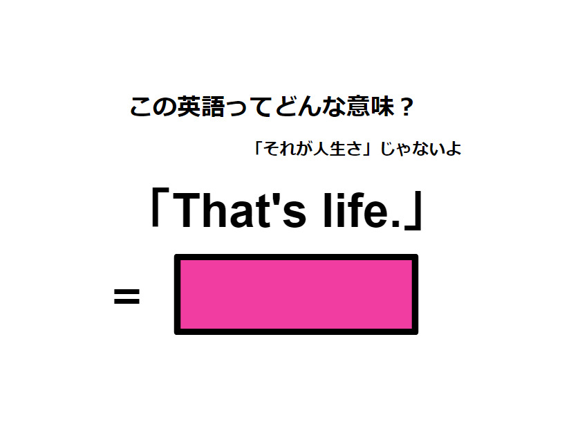 この英語ってどんな意味？「That’s life.」