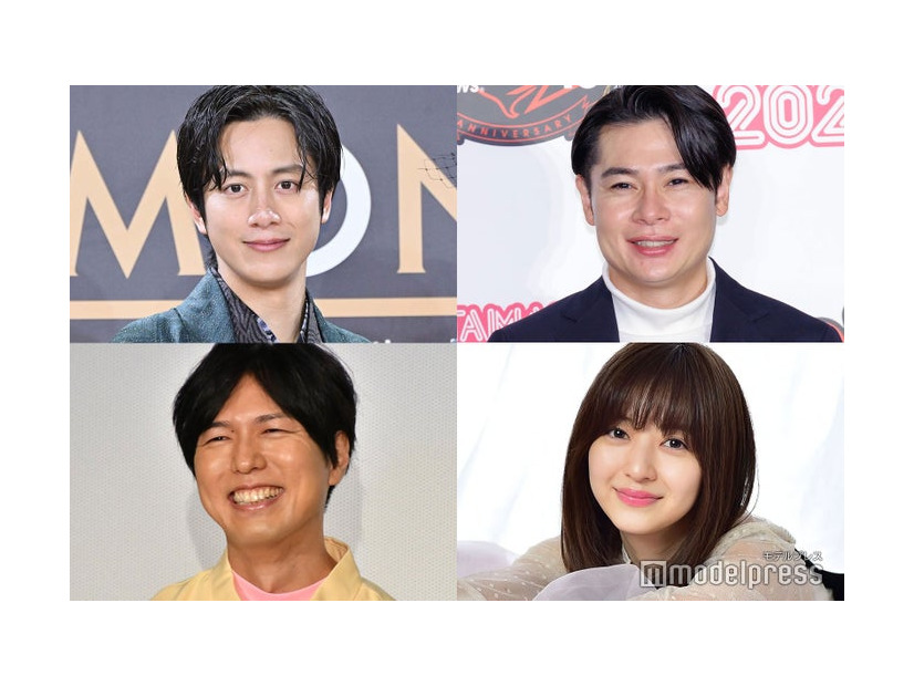 （左から時計回りに）溝端淳平、吉村崇、逢沢りな、神谷浩史 （C）モデルプレス