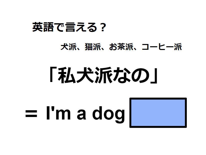 英語で「私犬派なの」はなんて言う？