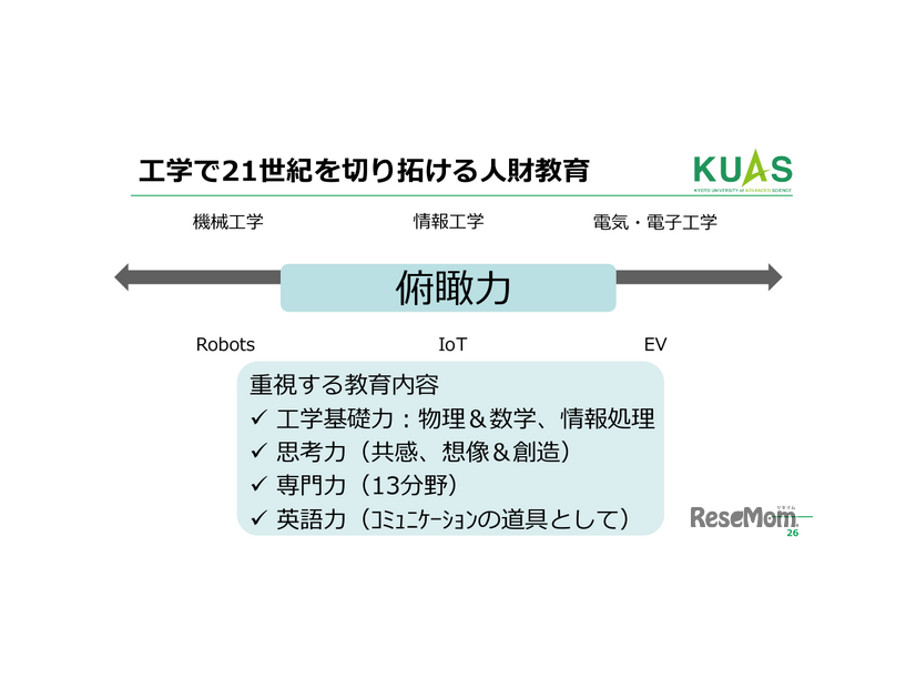 工学部では機械、電気、情報などの分野を統合的に学ぶ