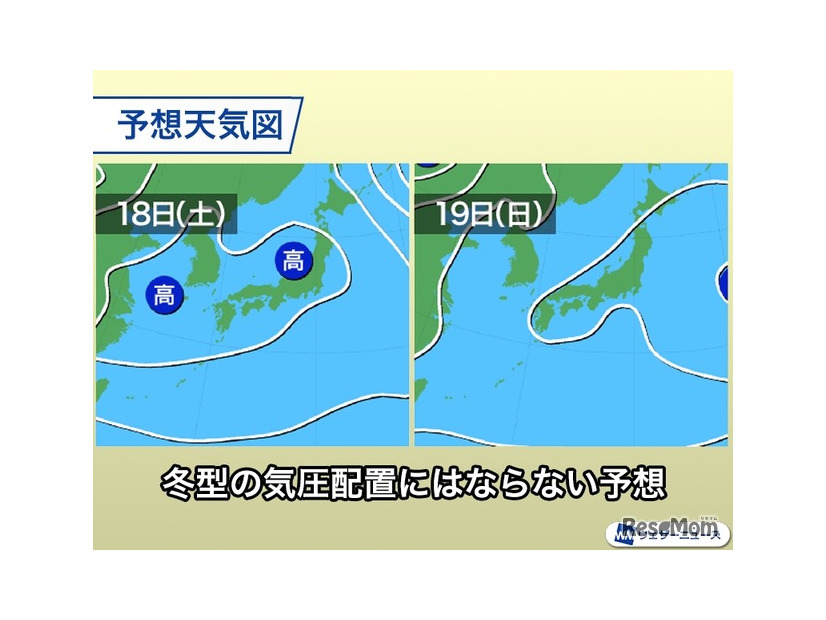 1月18日、19日の予想天気図