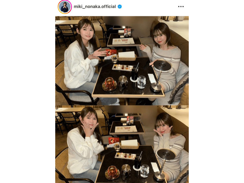 モー娘。野中美希、岡村ほまれとのカフェSHOTに反響「二人とも可愛い」「ちぇるほま優勝」