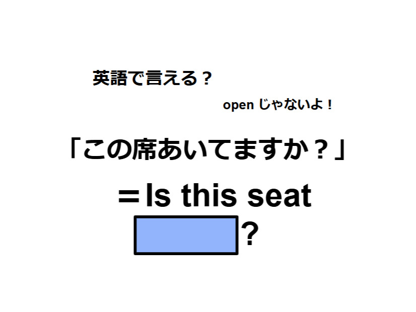 英語で「この席あいてますか？」はなんて言う？