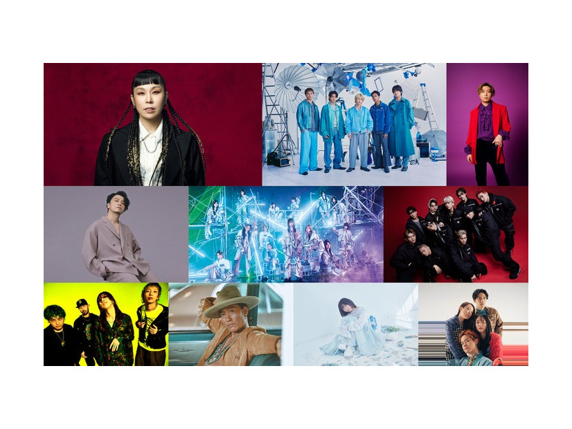 （上段左から）AI、Aぇ! group、.ENDRECHERI. （堂本剛）（中央左から）KREVA、櫻坂46、THE JET BOY BANGERZ（下段左から）SUPER BEAVER、平井大、『ユイカ』、緑黄色社会（提供写真）