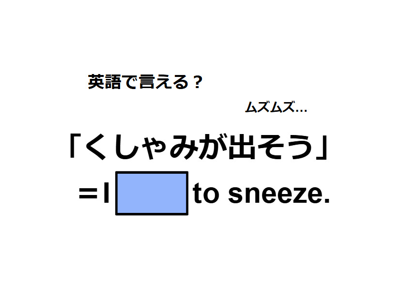 英語で「くしゃみが出そう」はなんて言う？