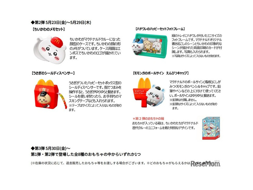 ハッピーセット「ちいかわ」 おもちゃ概要