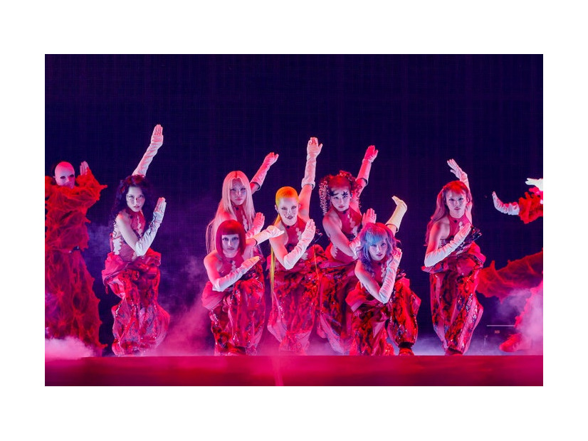 （左から）CHISA、 JURIN、MAYA、COCONA、HARVEY、HINATA、JURIA 「XG 1st WORLD TOUR “The first HOWL” FINAL Landing at TOKYO DOME」（提供写真）