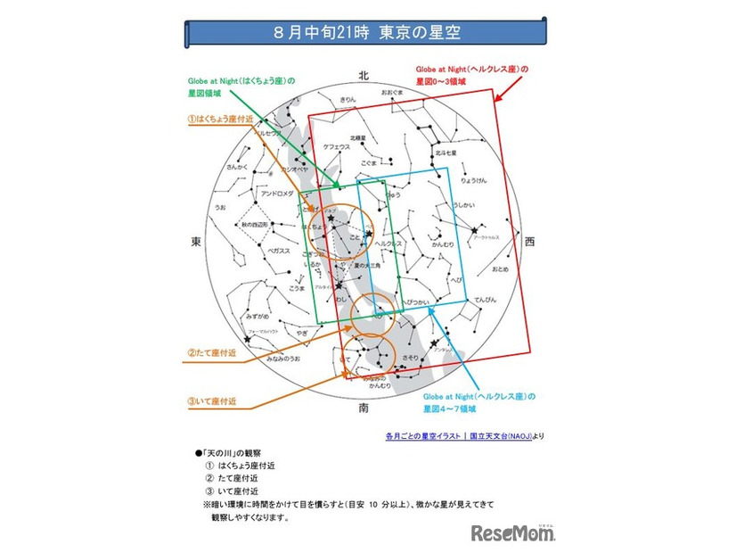 8月中旬21時 東京の星空