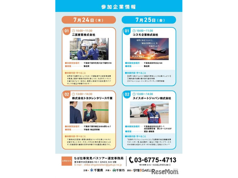 ちば仕事体験ツアー（高校生向け）