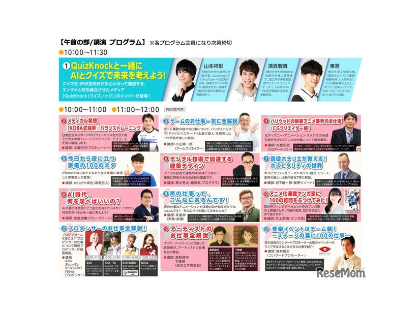 午前の部／講演 プログラム