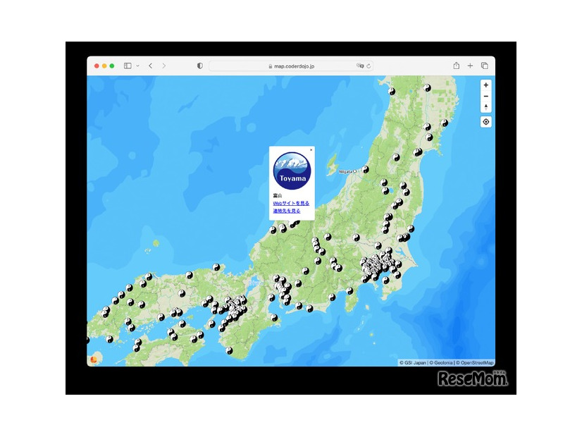 日本含む世界中の CoderDojo を地図から探せるアプリ「DojoMap」の画面