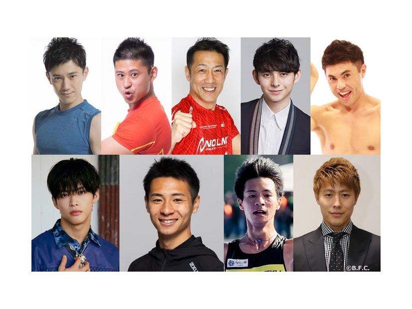 （上段左から）森渉、ワタリ119、森脇健児、ハリー杉山、小島よしお （下段左から）菅田琳寧、赤﨑暁（中央2枚）、柿谷曜一朗（提供写真）