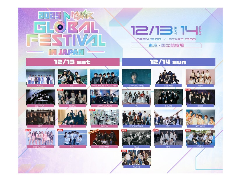 「2025 MUSIC BANK GLOBAL FESTIVAL IN JAPAN」出演アーティスト（提供写真）