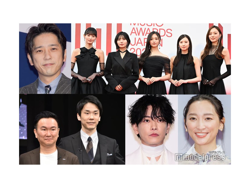 （上段左から時計回り）二宮和也、乃木坂46、杏、佐藤健、かまいたち（C）モデルプレス