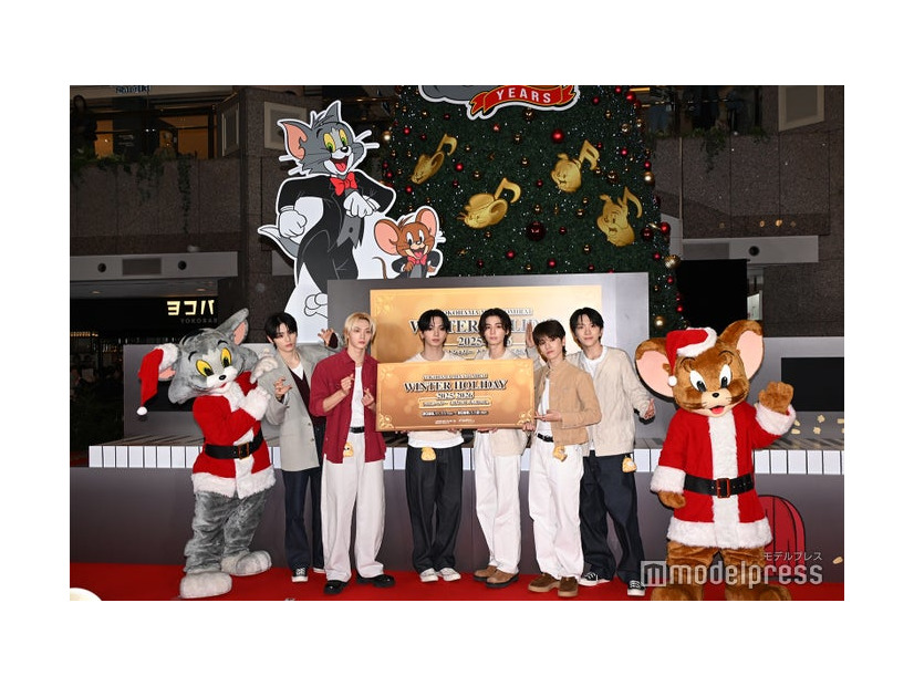 メインツリー点灯式に出席したTAESAN、SUNGHO、JAEHYUN、LEEHAN、RIWOO、WOONHAK／BOYNEXTDOOR（C）モデルプレス