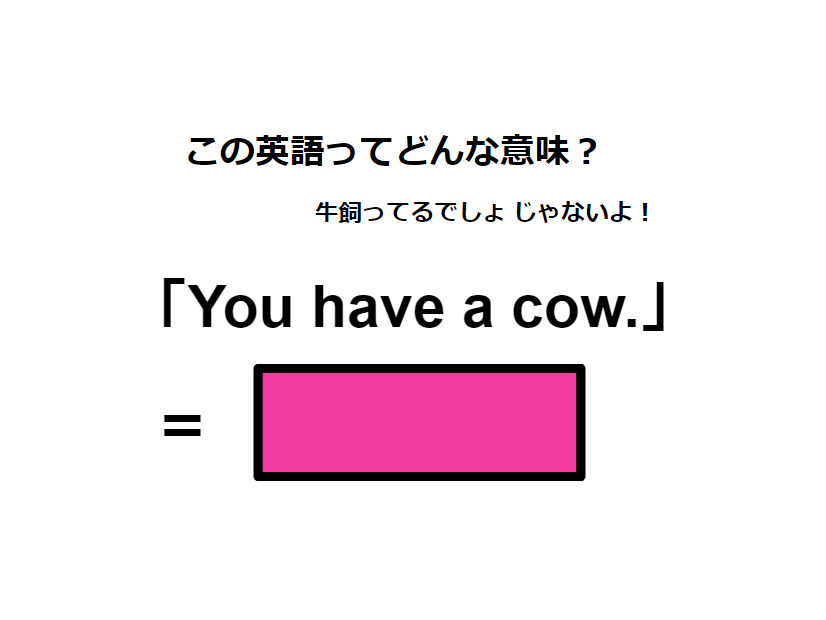 この英語ってどんな意味？「You have a cow.」